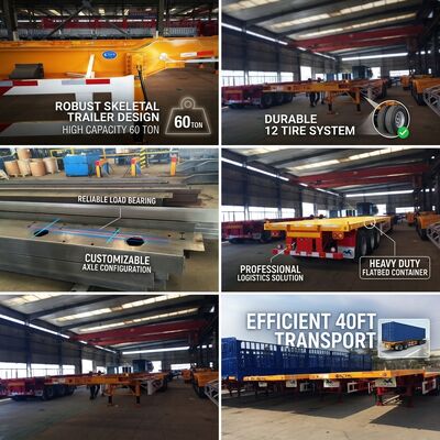 Προσαρμοσμένο 3 άξονα επίπεδα Semi Trailer 6880mm 1310mm Βάση τροχών
